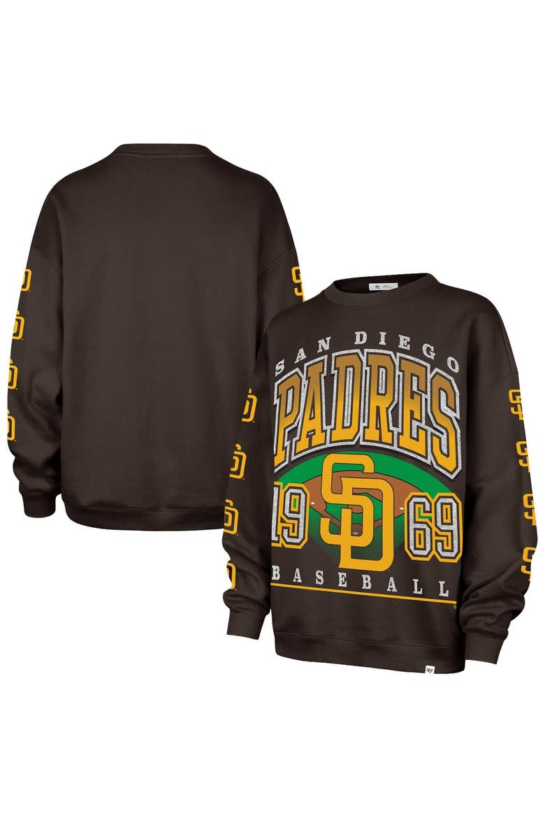 Women's '47  Brown San Diego Padres Trendy Team Go Big Oversized Sweatshirt, Main, color, Brown