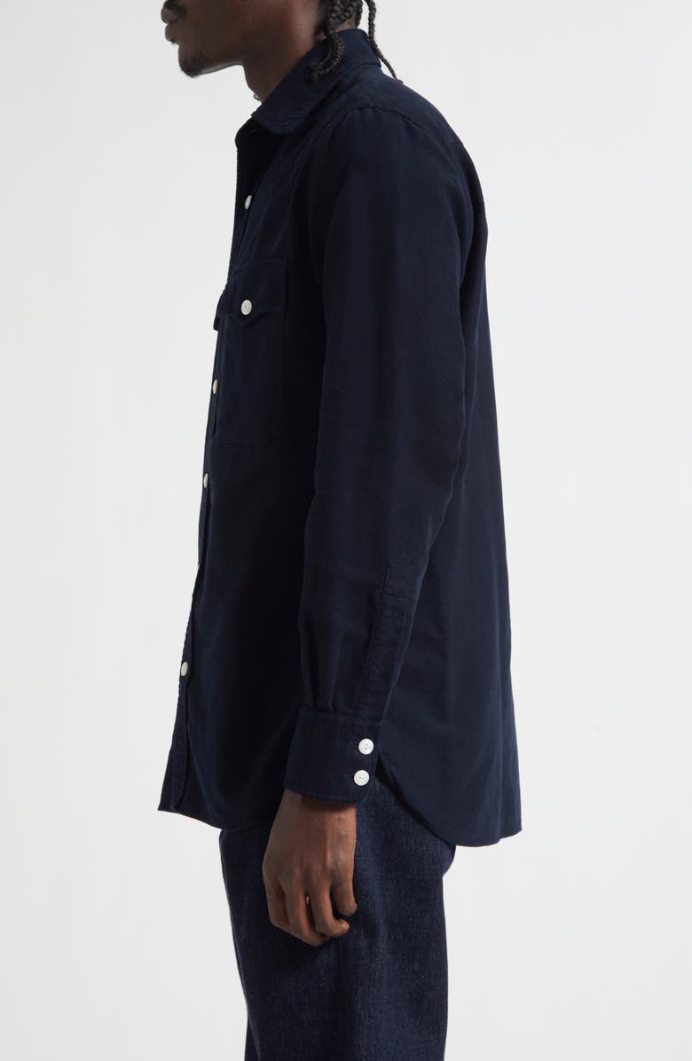 Drake's Cotton Moleskin Western Shirt, Alternate, color, Navy