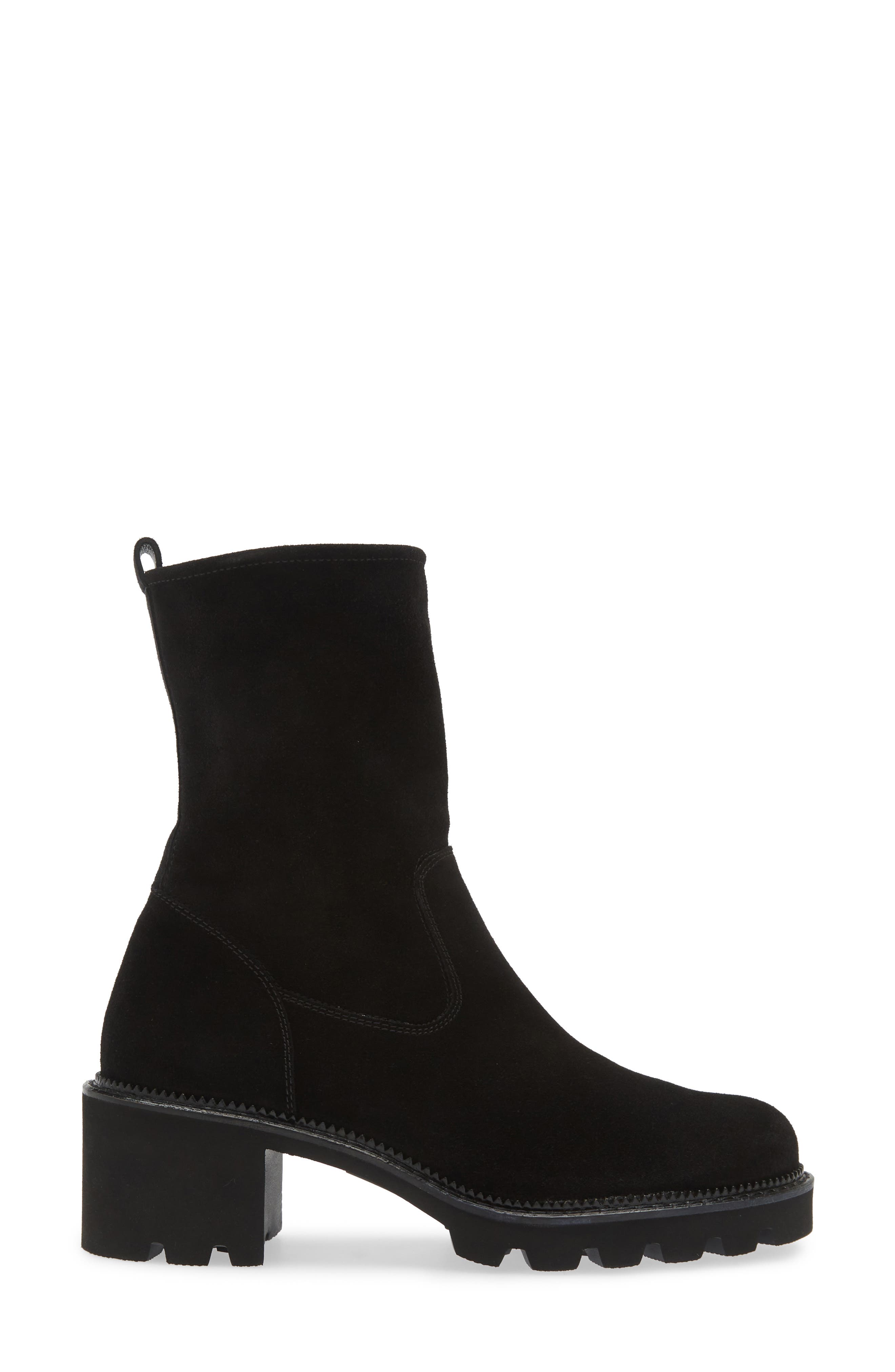 Paul Green Wanda Lug Sole Utility Boot, Alternate, color, Black Soft Suede