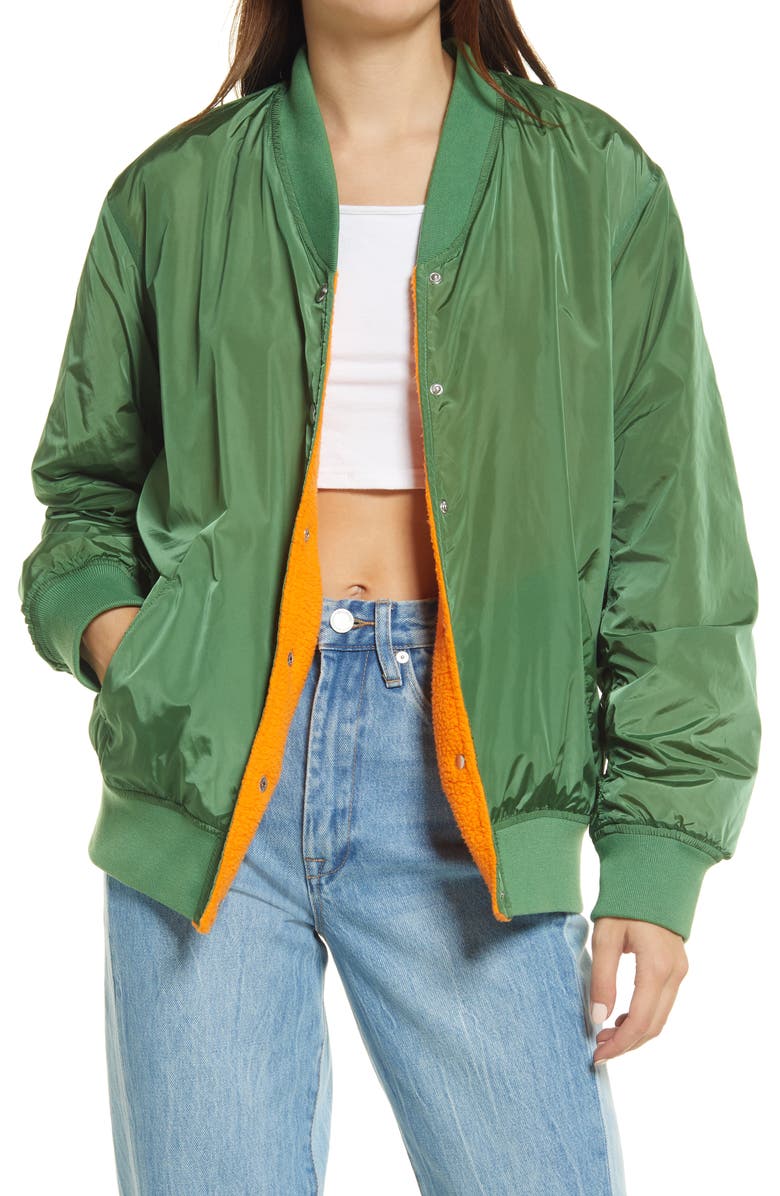 BLANKNYC Reversible Fleece Bomber Jacket, Main, color,