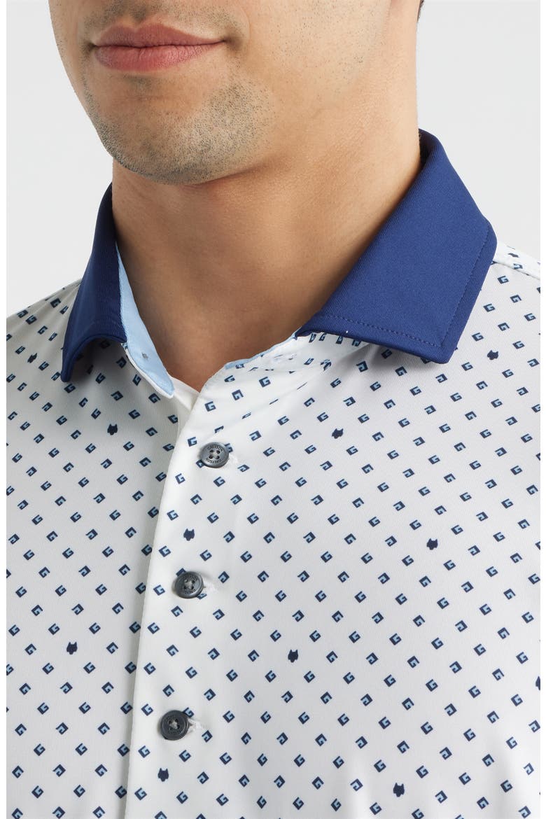 G Squared Neat Logo Print Performance Golf Polo, Alternate, color, ARCTIC