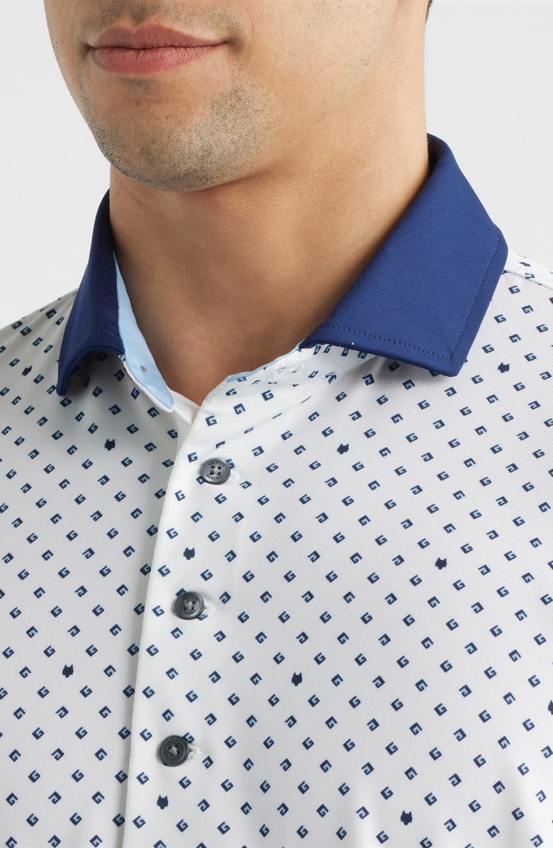 Greyson G Squared Neat Logo Print Performance Golf Polo, Alternate, color, Arctic