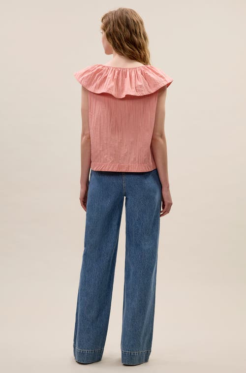Rebecca Taylor Marietta Crinkle Top In Sorbet In Pink