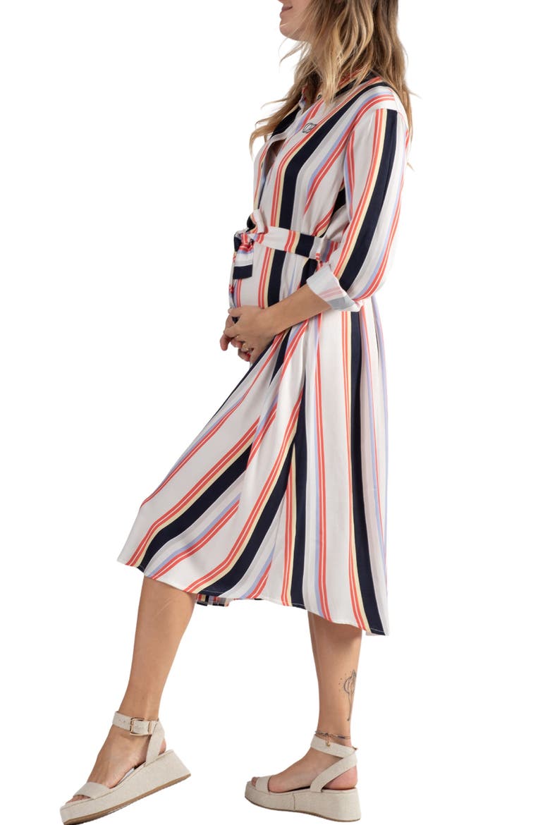 Normandie maternity and nursing shirt dress, Alternate, color, RED MARINE