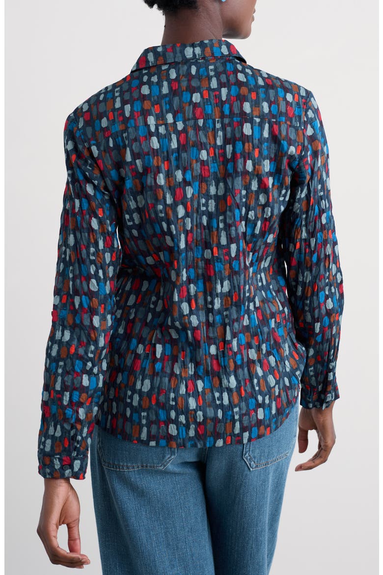 Larissa Printed Organic Cotton Button-Up Shirt, Alternate, color, DYE STROKES DARK LUGGER