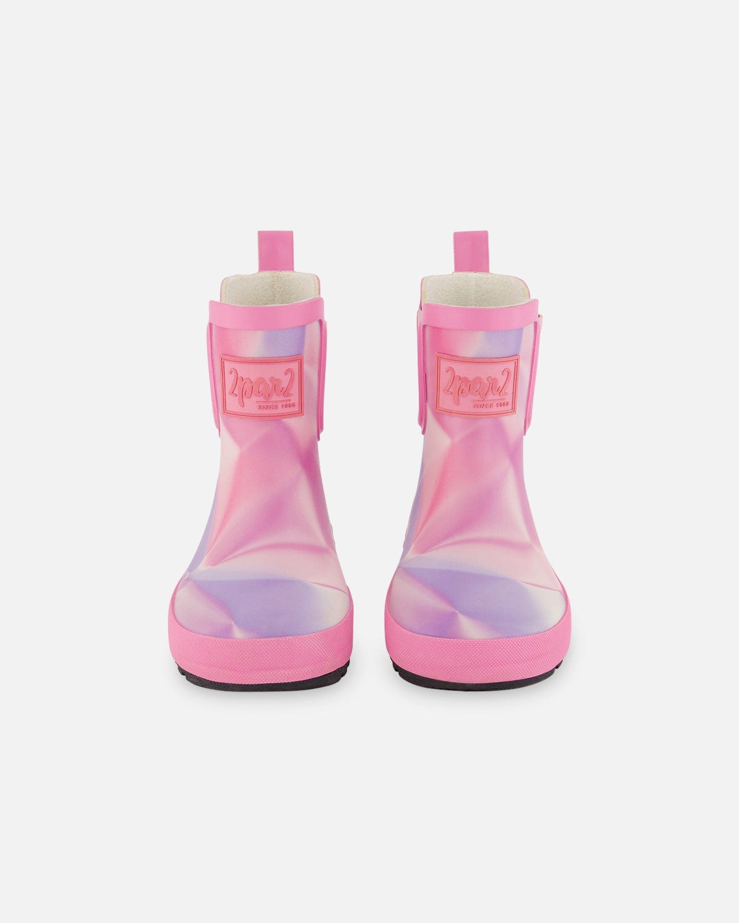 Deux par Deux Girl's Short Rain Boots Printed Foil Pastel, Main, color, 