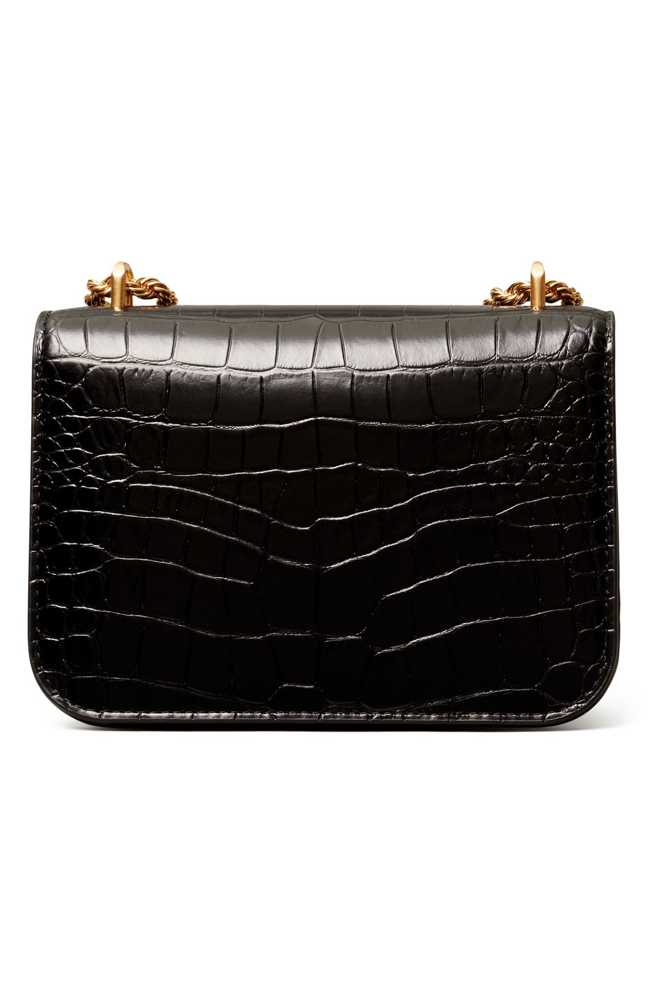 Tory Burch Small Eleanor Croc Embossed Leather Convertible Shoulder Bag, Alternate, color, 