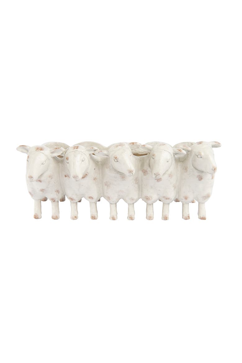 Farmhouse Resin Sheep Planter, White, Main, color, White