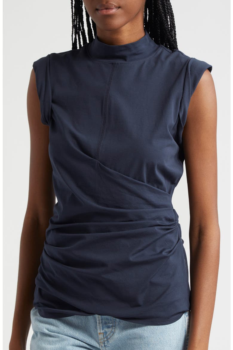 Draped Mock Neck Sleeveless Top, Alternate, color, MIDNIGHT