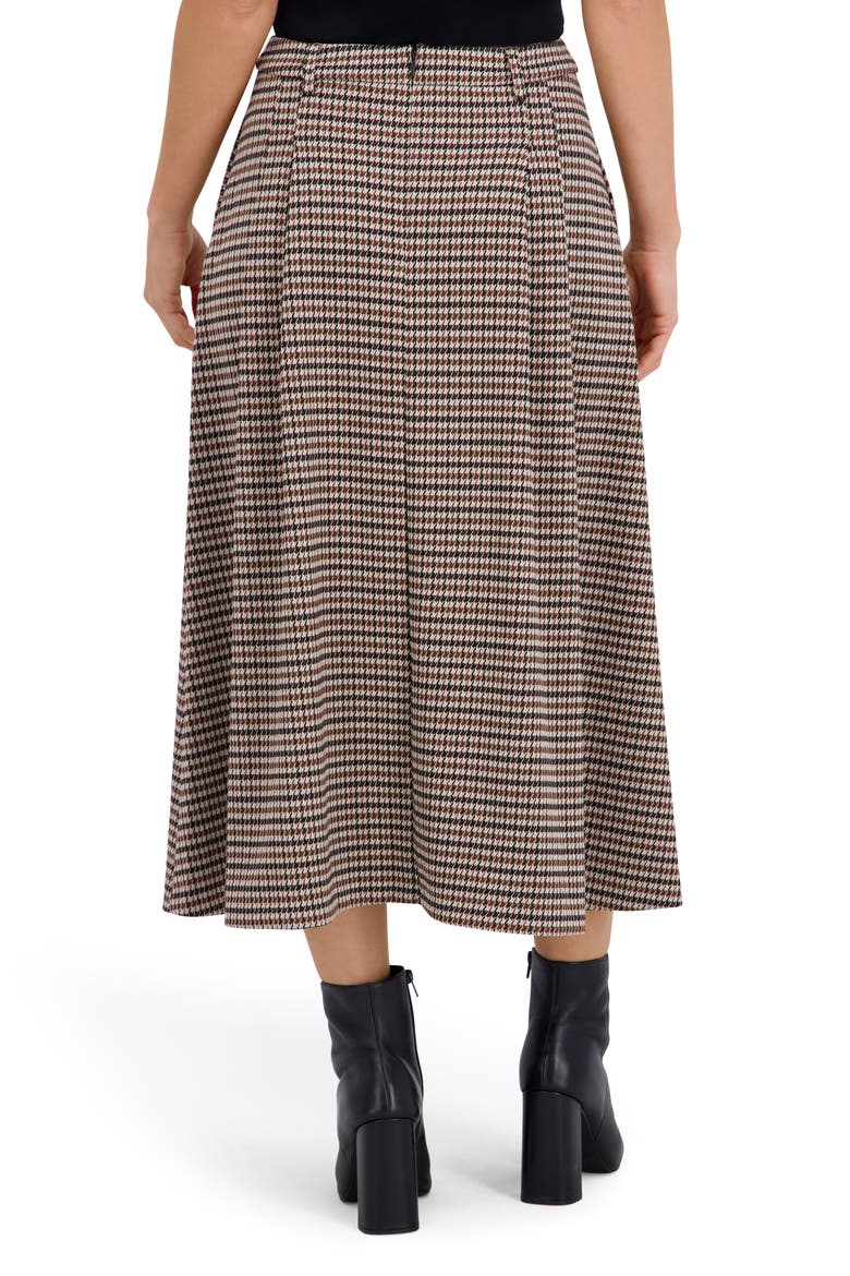 Plaid Pleated Midi Skirt, Alternate, color, BLACK/ CAMEL