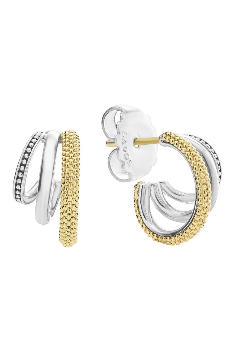 Caviar Lux Hoop Earrings, Alternate, color, TWO-TONE