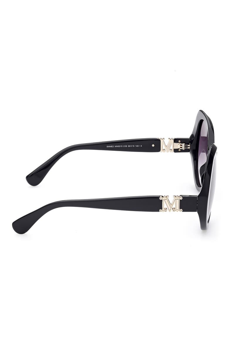 59mm Gradient Geometric Sunglasses, Alternate, color, SHINY BLACK / GRADIENT SMOKE