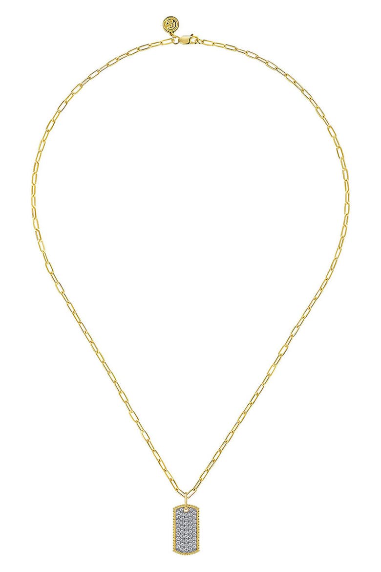 Diamond Dog Tag Pendant Chain Necklace, Alternate, color, GOLD