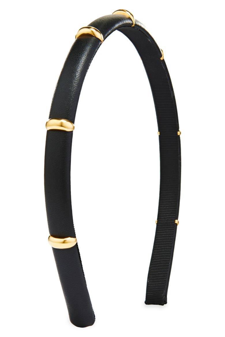 Chiara Faux Leather Headband, Main, color, BLACK