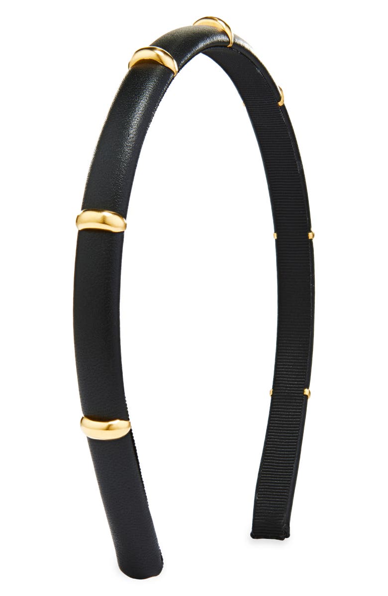 L. Erickson Chiara Faux Leather Headband, Main, color, Black