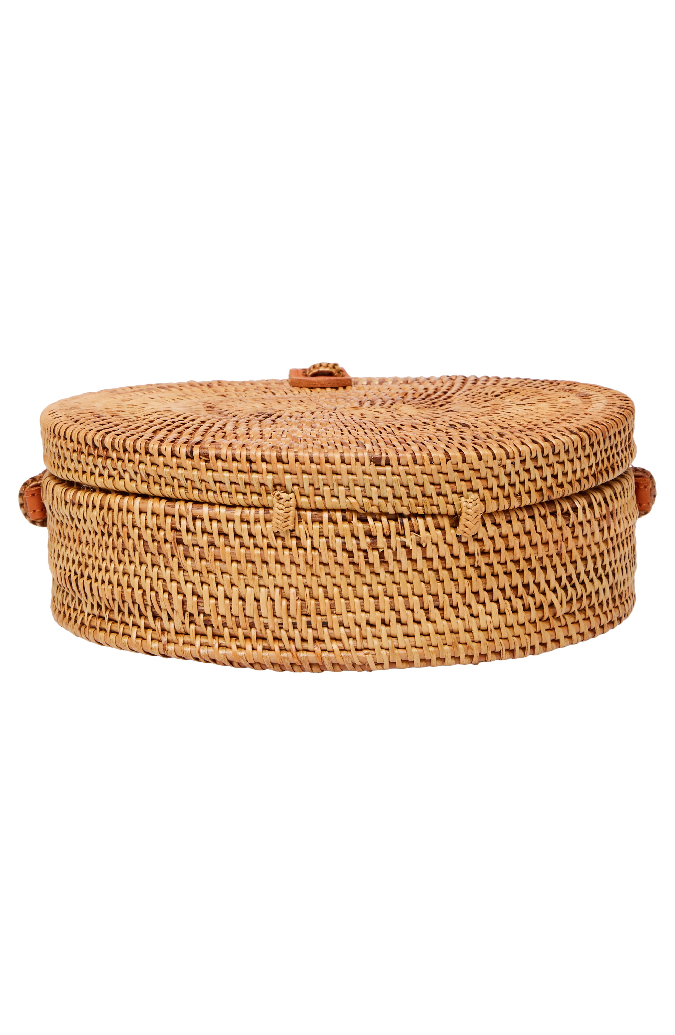 Woven Rattan Circle Basket Crossbody, Alternate, color, TAN