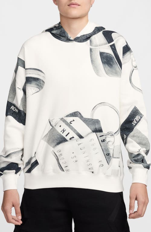 Jordan Print Brooklyn Fleece Hoodie In Sail/black
