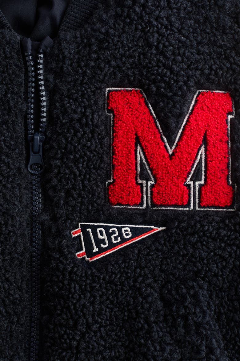 Teddy Baseball Jacket, Alternate, color, Navy blue/Mickey Mouse