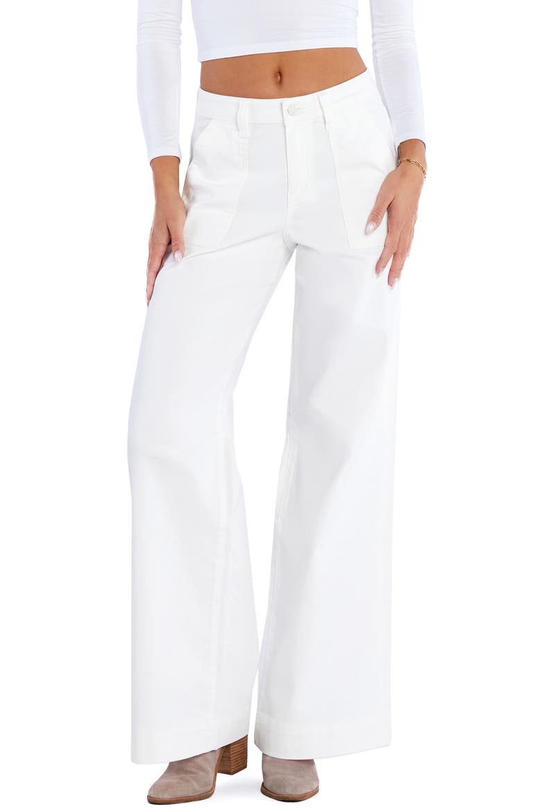 Elodie Wide Leg Carpenter Jeans, Main, color, CREME