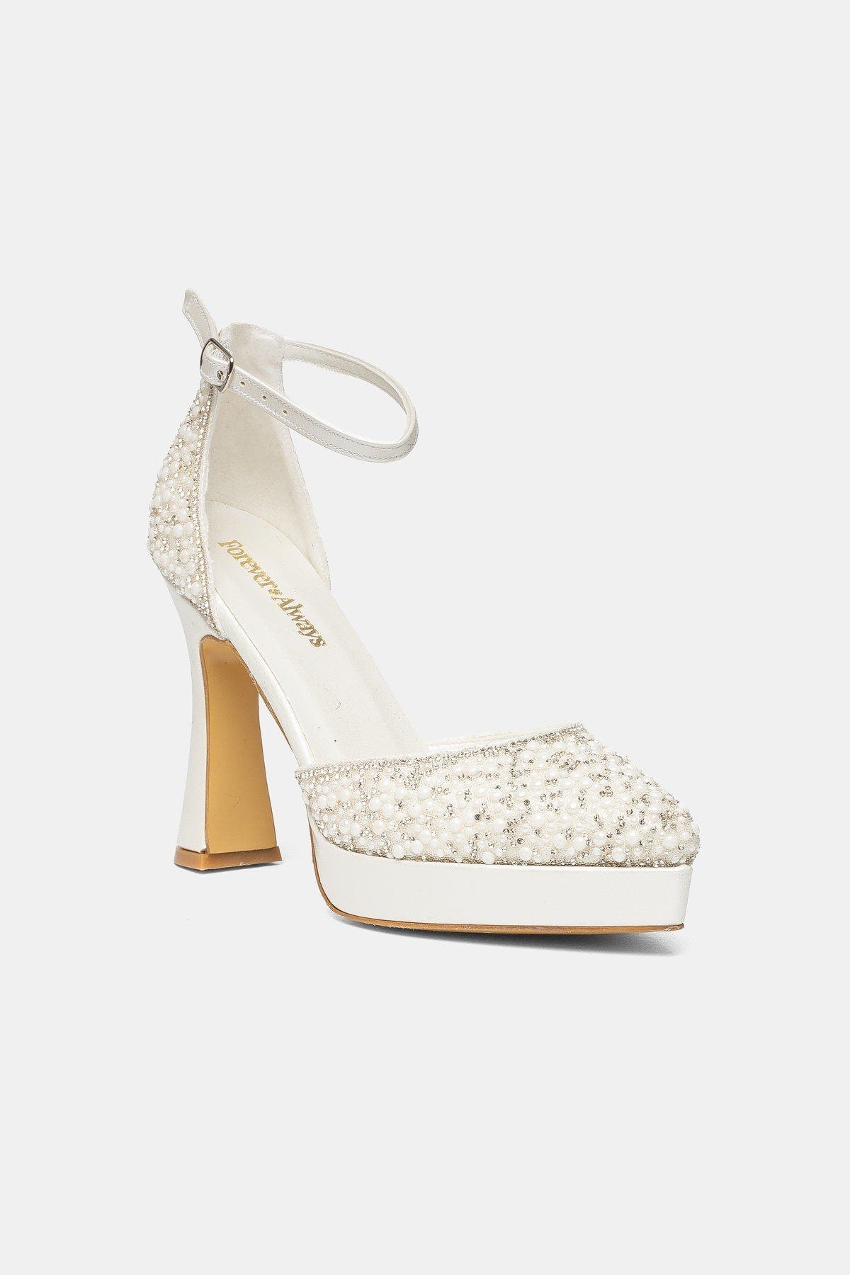 Khloe Glitter Bridal Platform High Heels, Main, color, Ivory