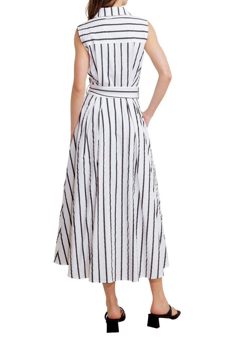 Stripe Sleeveless Midi Shirtdress, Alternate, color, WHITE/ BLACK