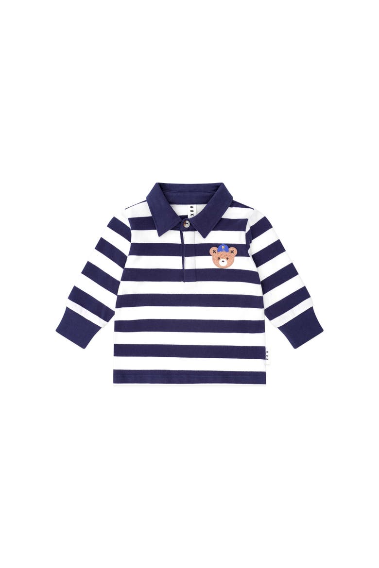 Varsity Hux Polo, Main, color, Navy/Almond Milk