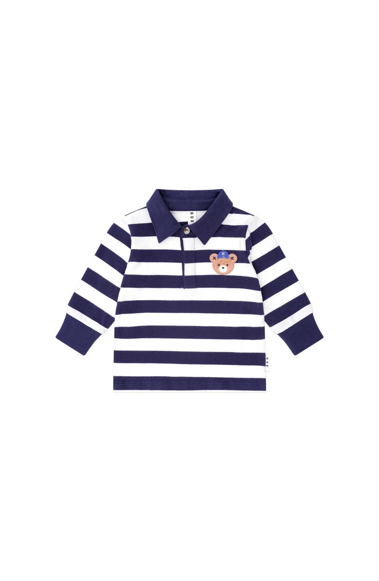 Huxbaby Varsity Hux Polo, Main, color, Navy/Almond Milk