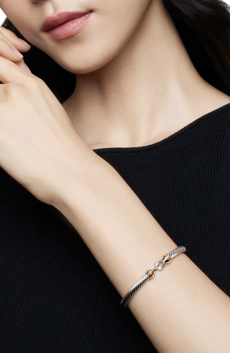 David Yurman Cable Classic Buckle Bracelet with 18K Gold, 5mm, Alternate, color, Two Tone