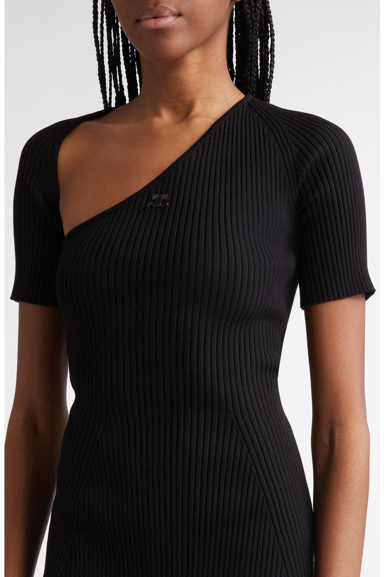 Slash Rib Sweater Dress, Alternate, color, BLACK