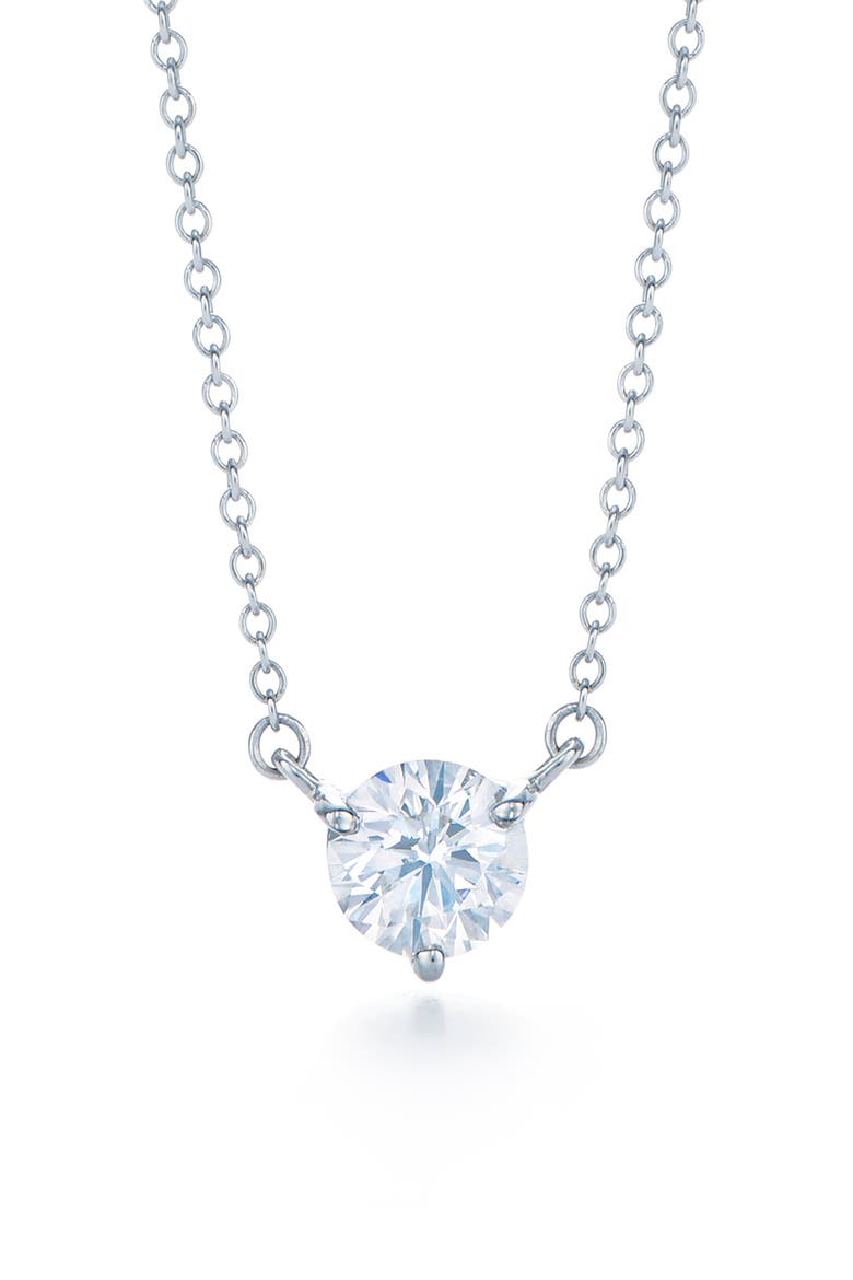 Round Diamond Solitaire Pendant Necklace, Main, color, WHITE SILVER