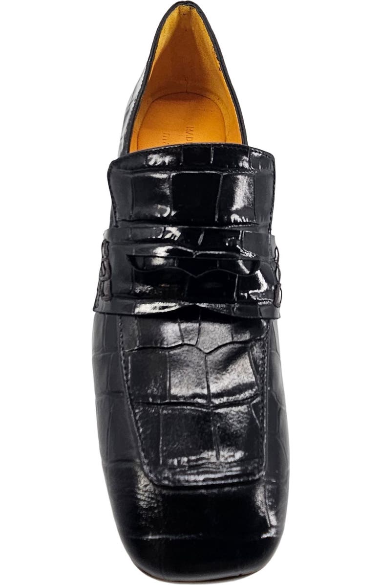 Madison Maison Heel Croc Embossed Loafer, Alternate, color, Black