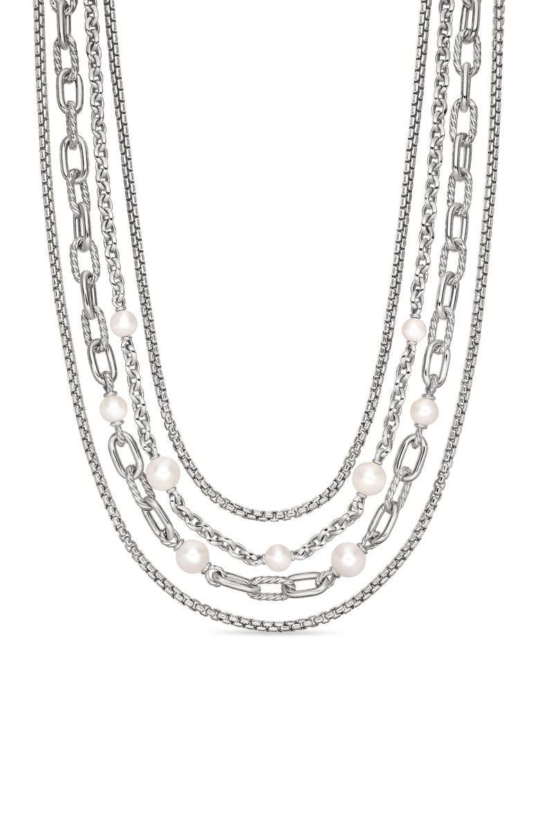 David Yurman DY Madison<sup>®</sup> Pearl Multi Row Chain Necklace in Sterling Silver with Pearls, Main, color,
