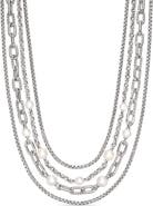 David Yurman DY Madison® Pearl Multi Row Chain Necklace in Sterling Silver with Pearls