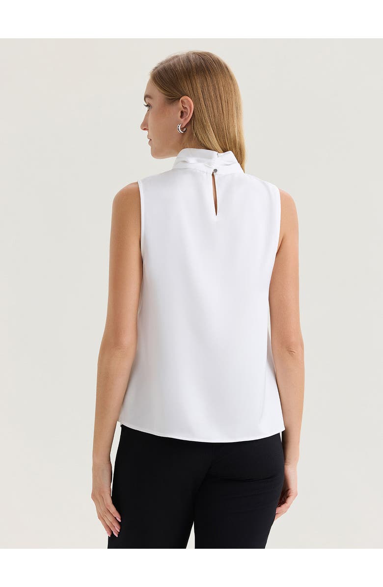 Misook Short Tie-Neck Sleeveless Blouse, Alternate, color, White