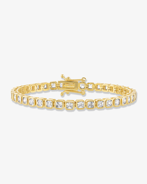 Ben Oni Gold-tone Square 4mm Cubic Zirconia Tennis Bracelet In Gold