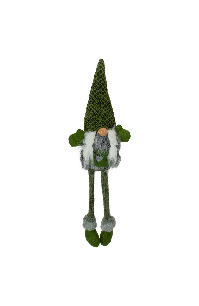 Northlight Dangling Legs Sitting Girl Gnome Christmas Figure - 23" - Black and Green, Main, color, Green