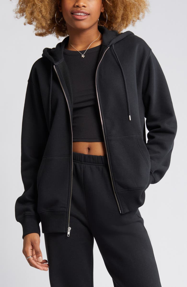 BP. Oversize Cotton Blend Zip-Up Hoodie, Alternate, color,