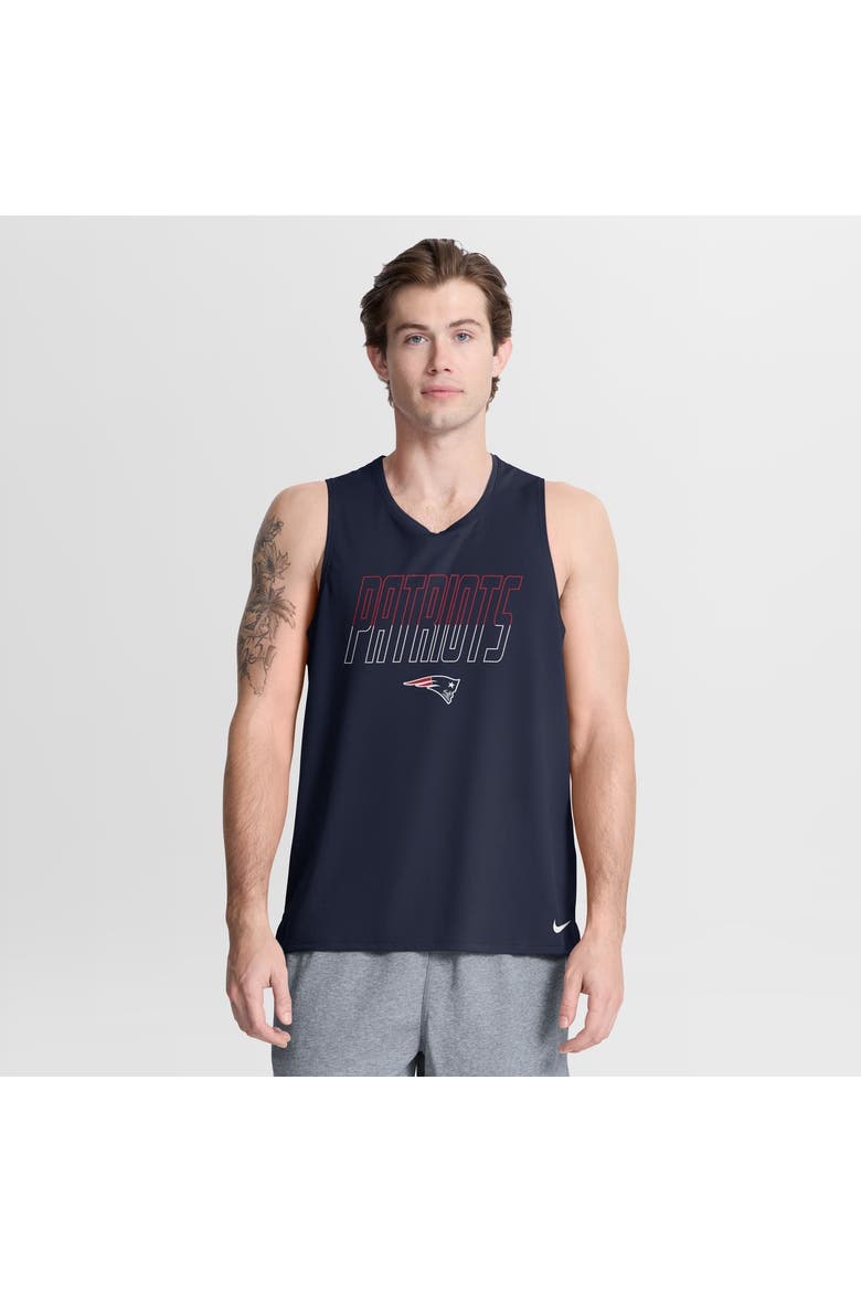 Men's Nike Navy New England Patriots Kickoff Miler Dri-FIT Tank​ Top, Main, color, Navy