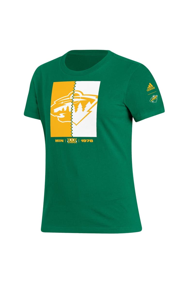 Women's adidas Kelly Green Minnesota Wild Reverse Retro 2.0 Playmaker T-Shirt, Alternate, color, Kelly Green