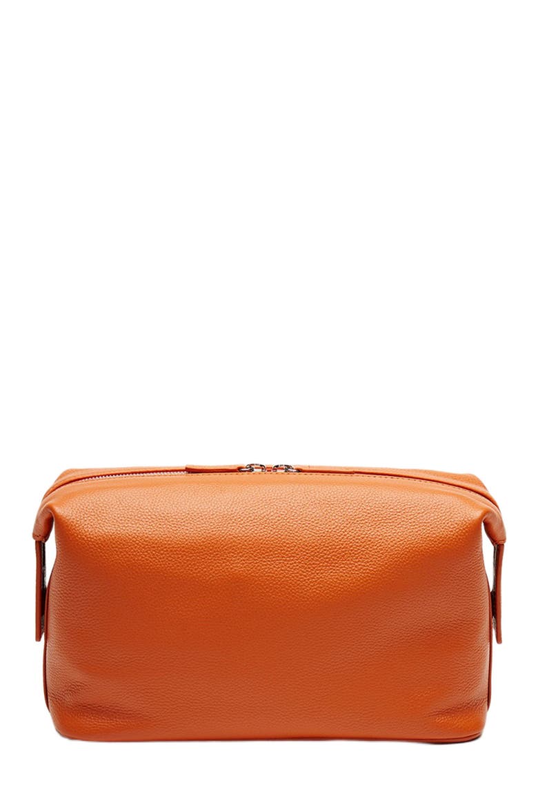 Kenyatta Pebble Grained Leather Toiletry Bag, Alternate, color, Orange