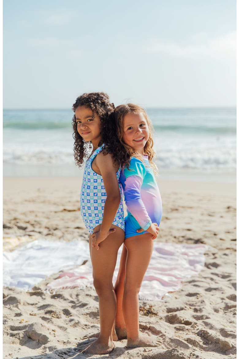 Kids' Skye Reversible UPF 50+ One-Piece Swimsuit, Alternate, color, BLUE MULTI