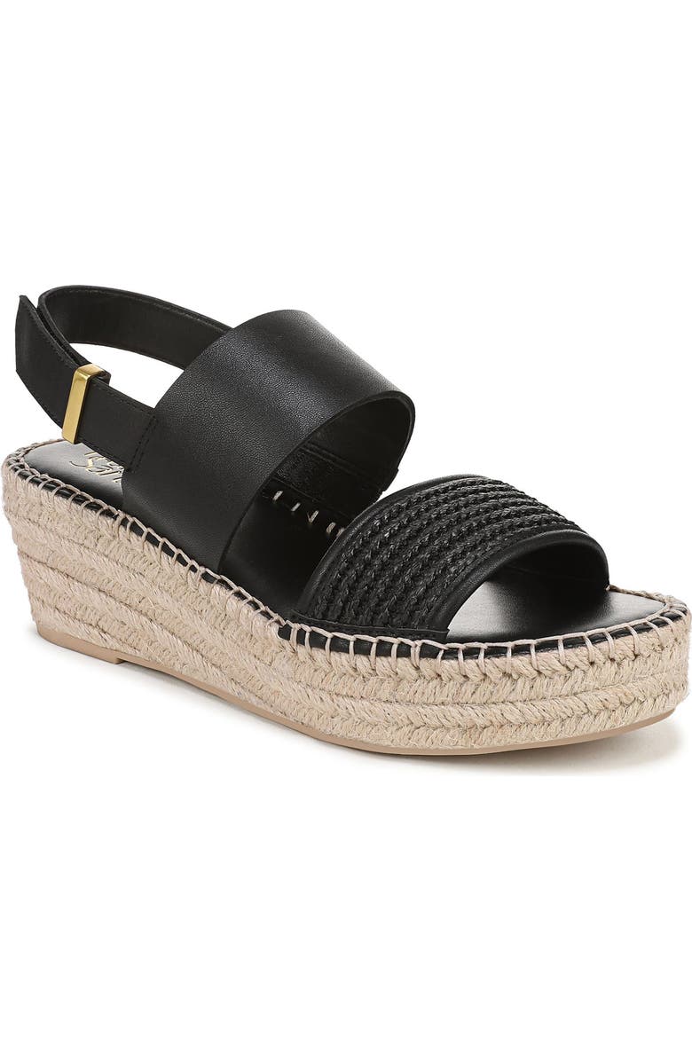 Franco Sarto Parry Wedge Sandal, Main, color, Black Faux Leather