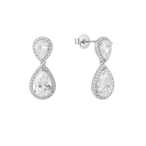 Untamed Petals Aspen Crystal Drop Earrings In Silver