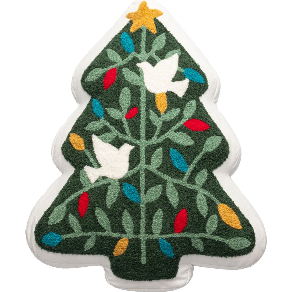 Karma Gifts Christmas Tree Embroidered Accent Pillow In Green