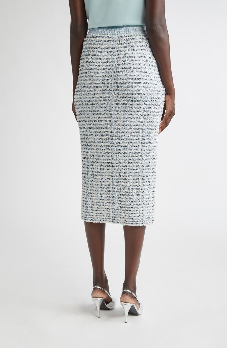 ST. JOHN Sequin Metallic Eyelash Knit Skirt, Alternate, color, Aqua/ White