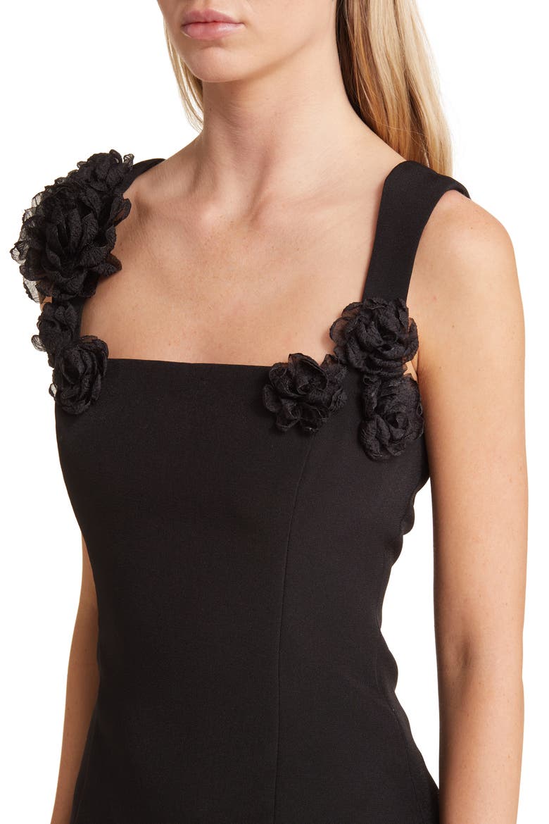Trompe Rosette Minidress, Alternate, color, BLACK