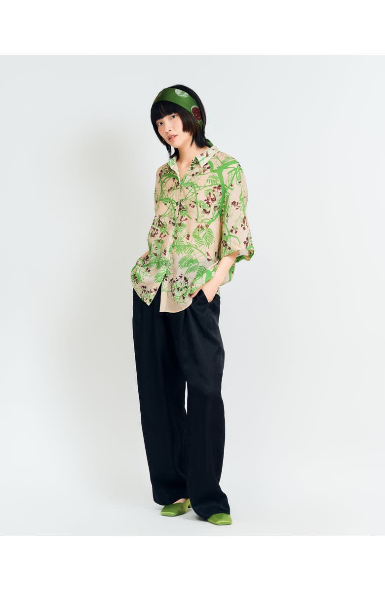 Lost Pattern NYC "Beach Blossom" Wide-Leg Pants, Main, color, Black
