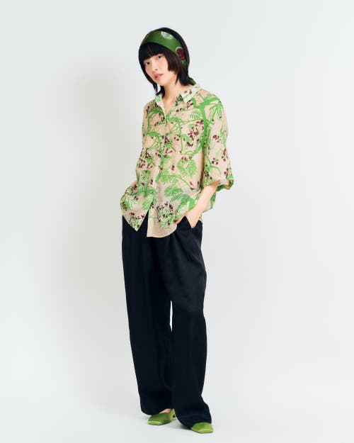 Lost Pattern Nyc "coco Dream" Oversized Hawaii Shirt In Neutral