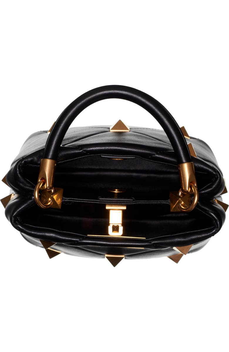 Valentino Garavani Small Roman Stud Matelassé Leather Top Handle Bag, Alternate, color,