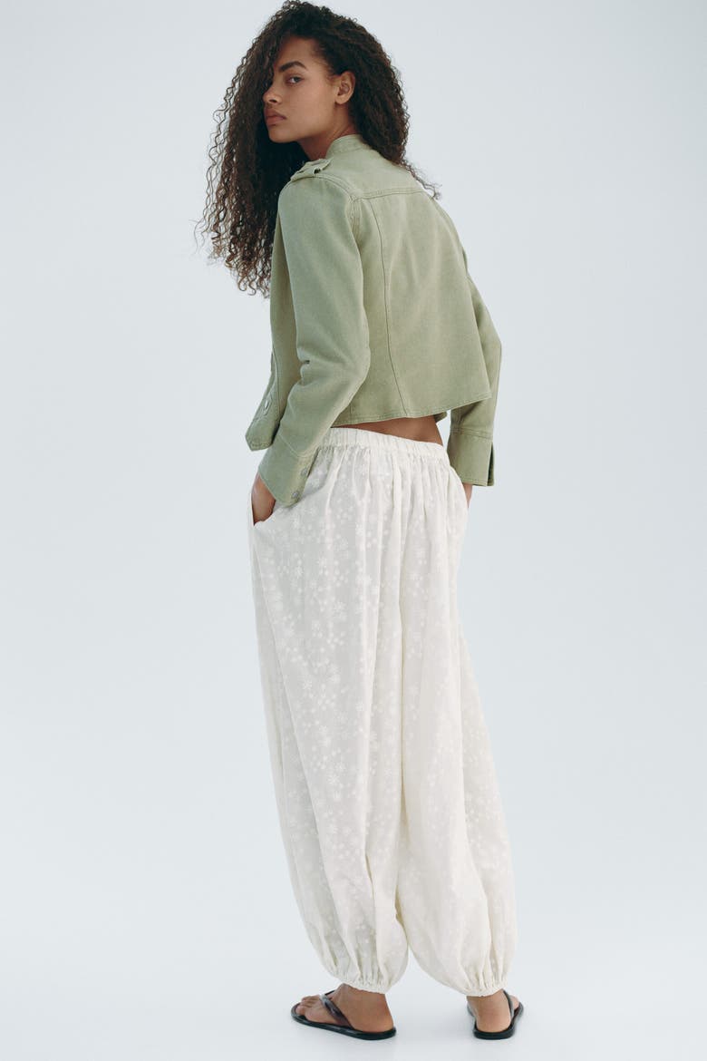 Embroidered Balloon-leg Pants, Alternate, color, Cream